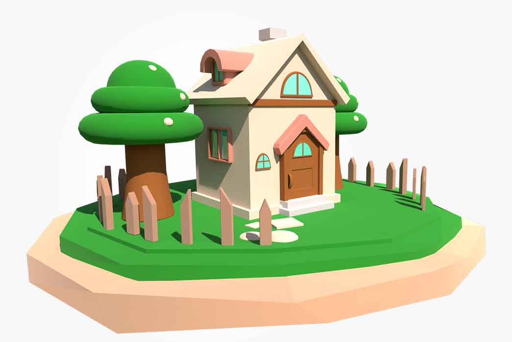 3d low poly house environment